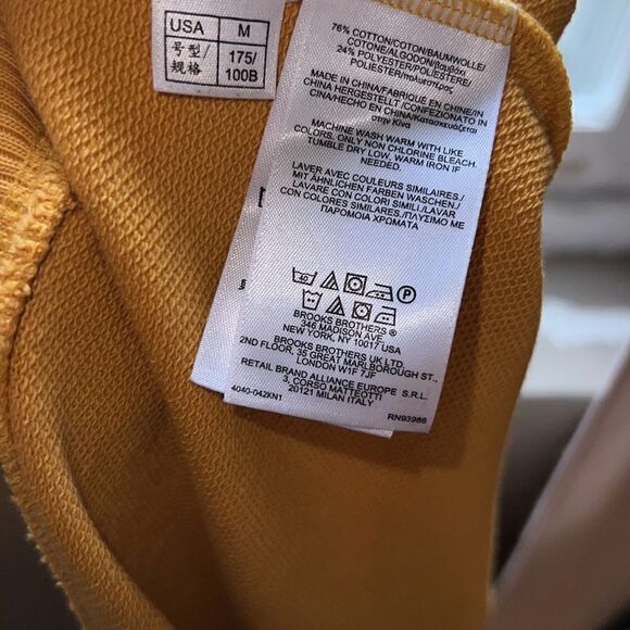 BROOKS BROTHERS RED FLEECE Goldenrod Yellow Cotton Blend Crewneck Sweater-M - Picture 9 of 9